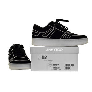 H0 NIB JIMMY CHOO Black Suede W/Pearl Outline Hawaii Sneaker Shoes Size 39 $650